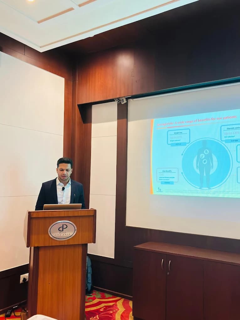 Dr. Pawan Goel presenting at a medical conference